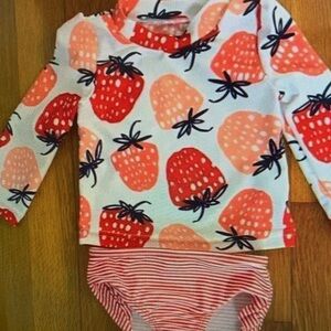 Strawberry Print Kids Swim Set